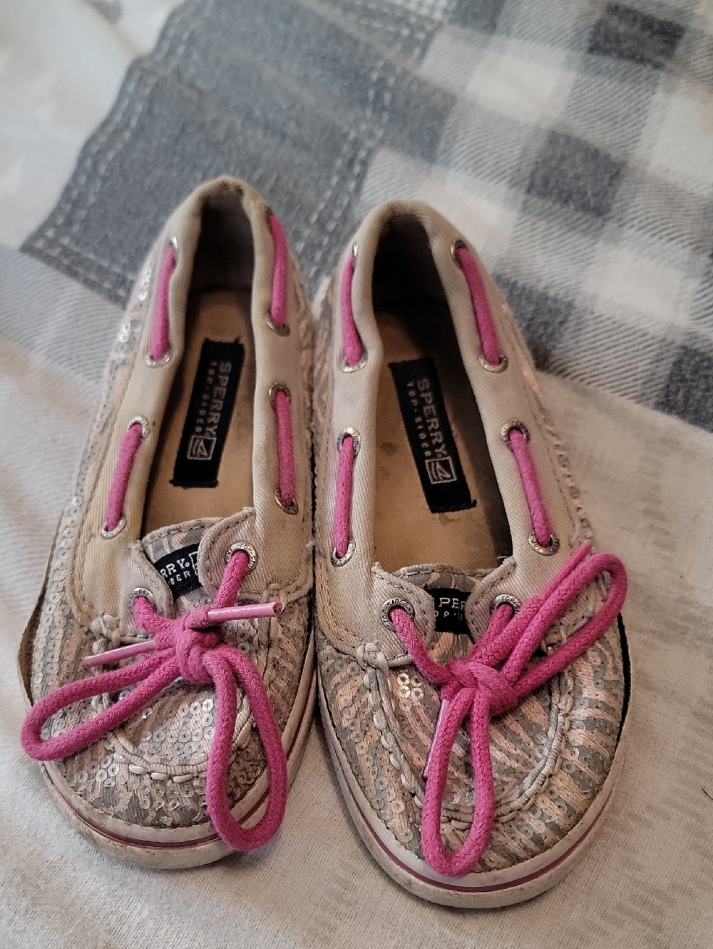 Sperry Kids Sequined Boat Shoes in Pink and Tan and Purple Air Max Nike